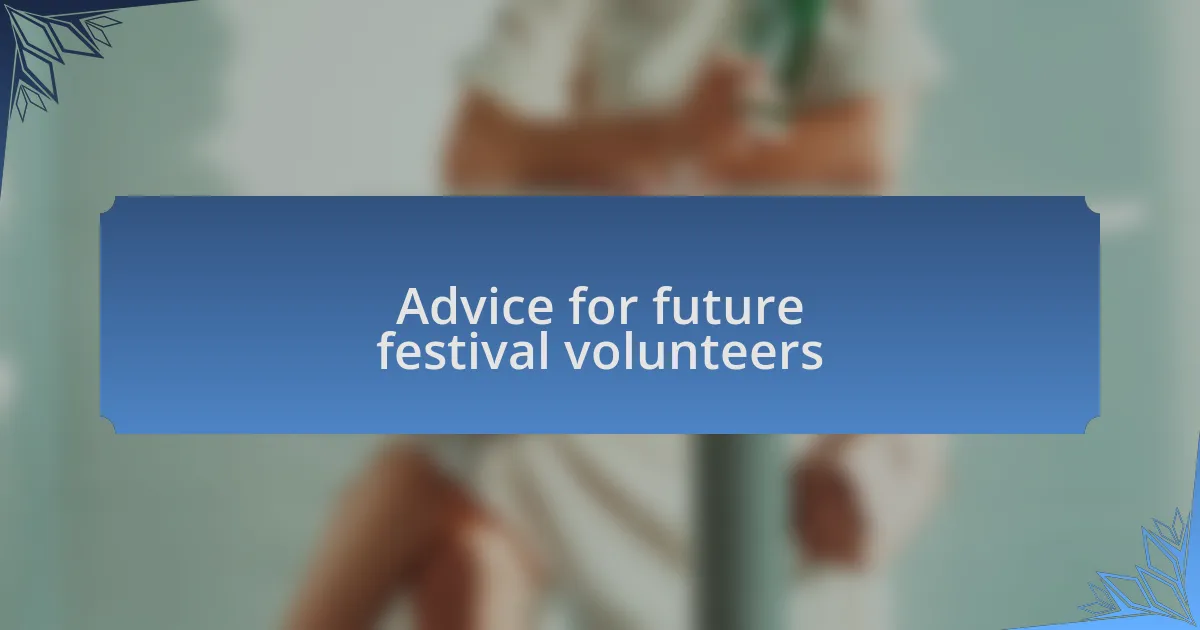 Advice for future festival volunteers