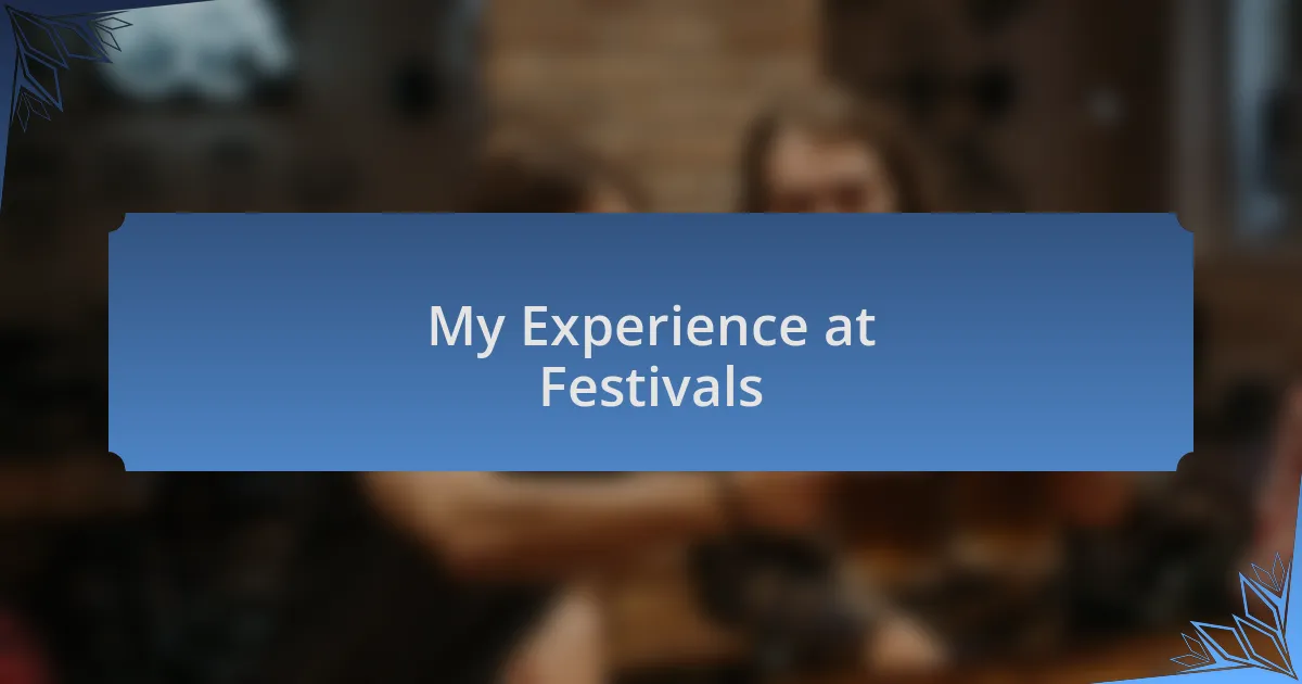 My Experience at Festivals