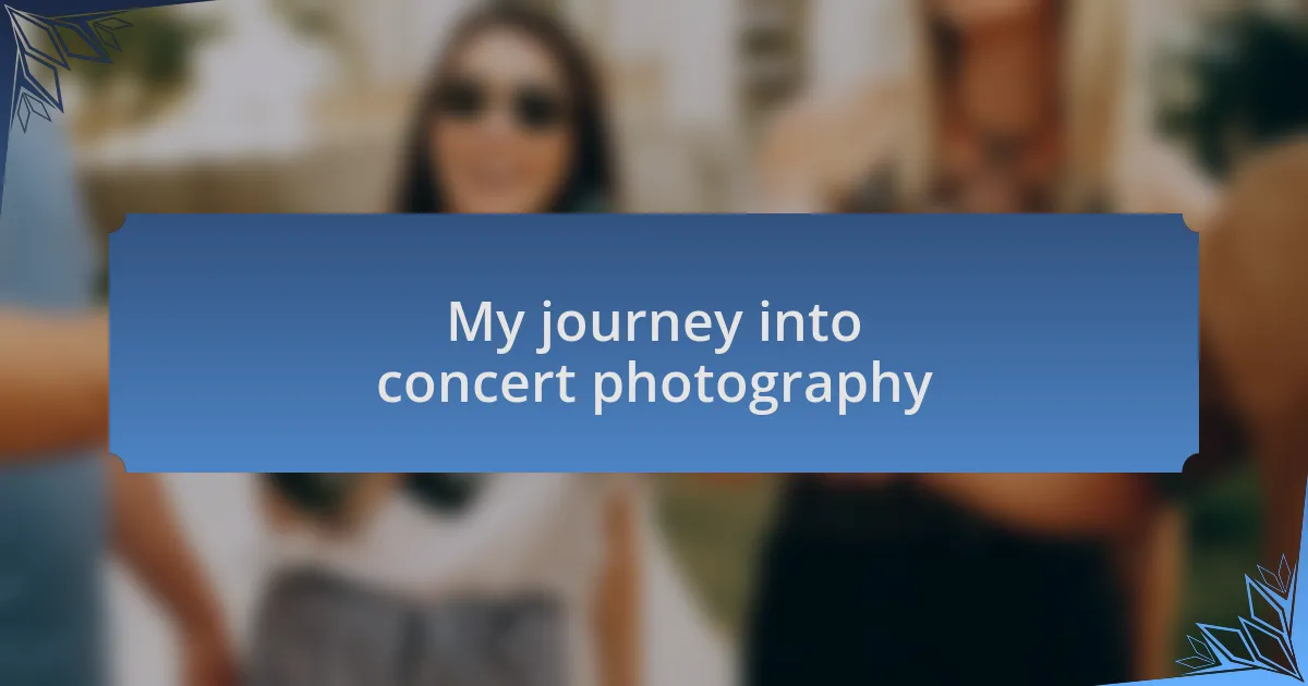 My journey into concert photography