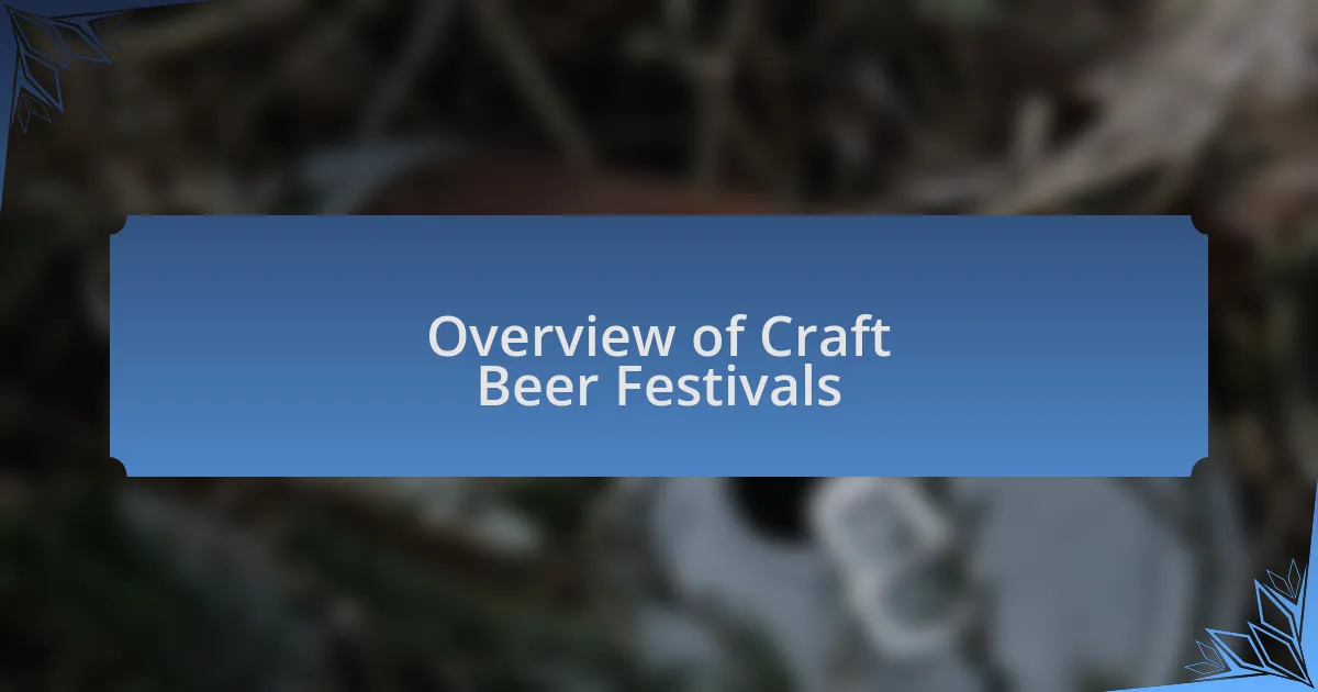 Overview of Craft Beer Festivals
