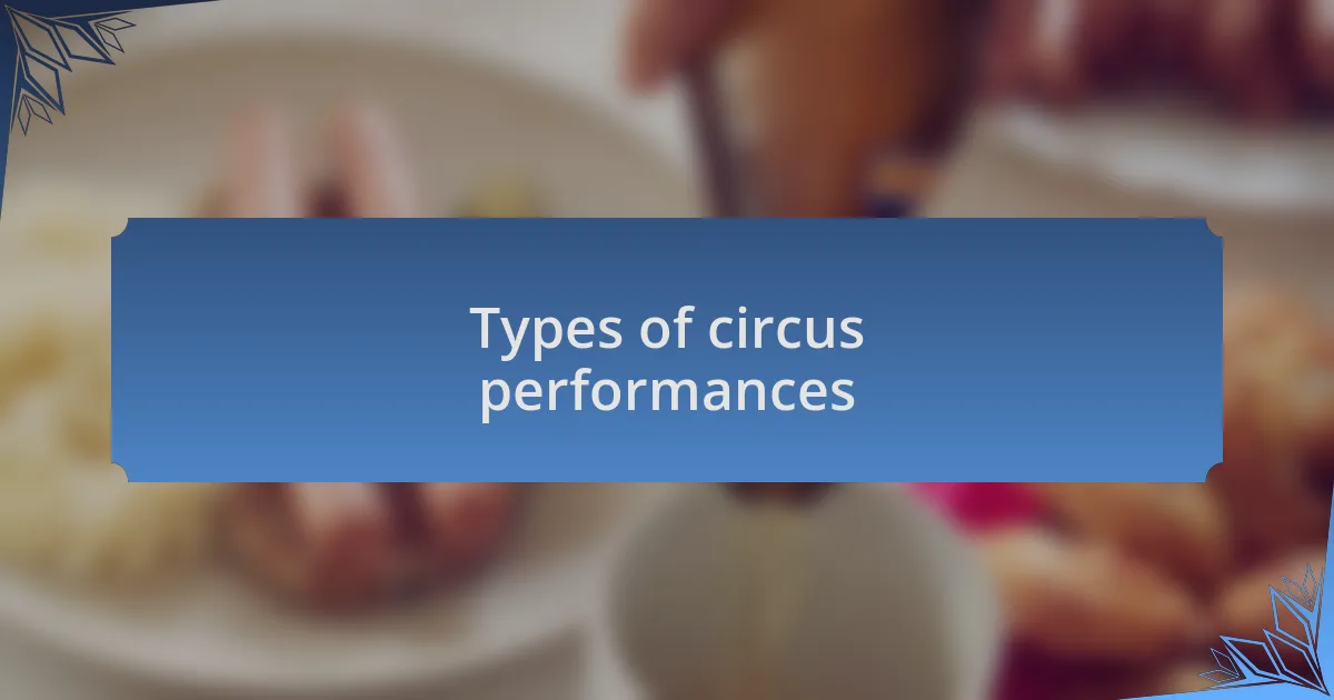 Types of circus performances